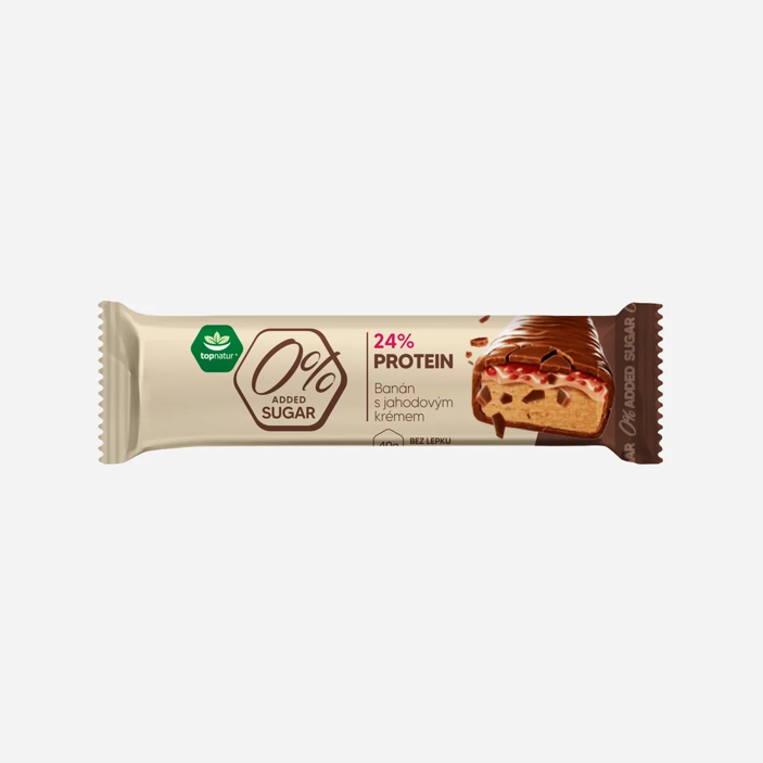 0% sugar proteín tyčinka - banán s jahodovým krémom