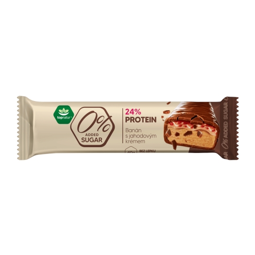 0% sugar proteín tyčinka - banán s jahodovým krémom