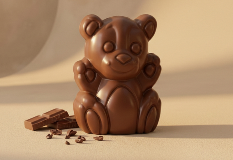 Detail čokoládového medvedíka