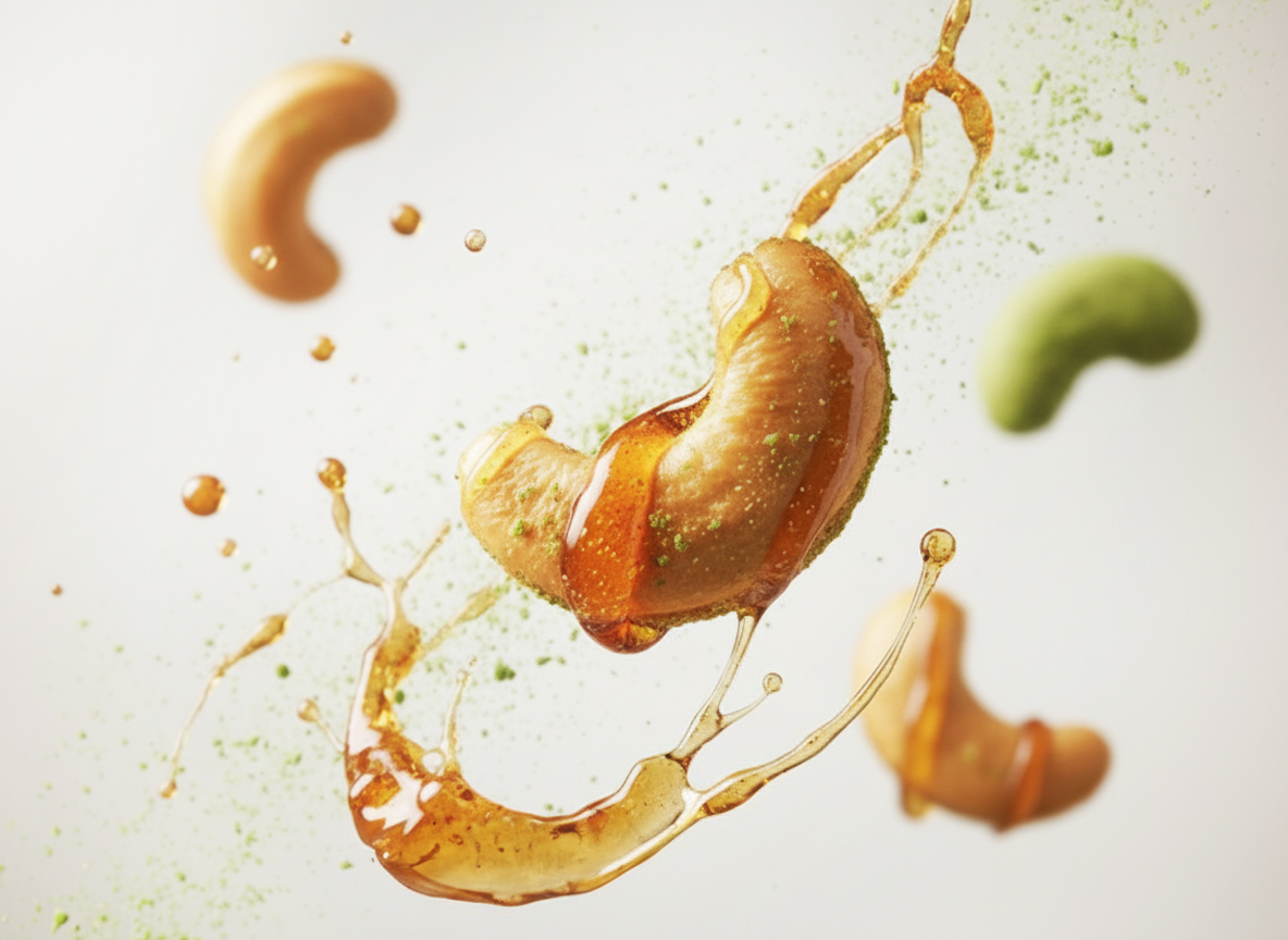 Kešu s wasabi a datľovým sirupom