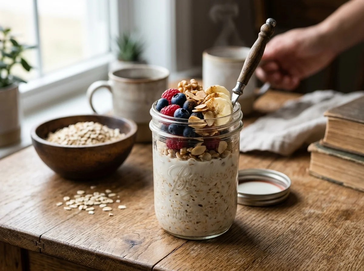 overnight oats v nádobe