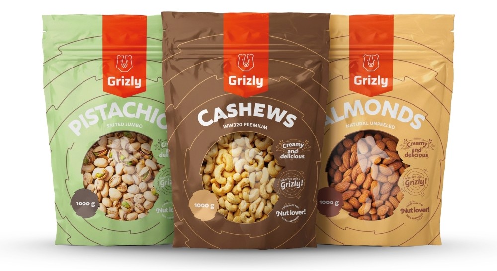 Orechy kešu mandle pistácie Grizly