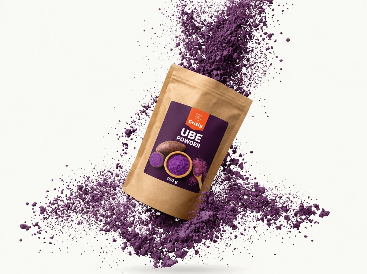 fialový ube prášok