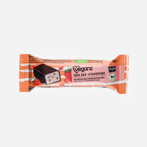 a Čokoládová tyčinka s jahodami BIO