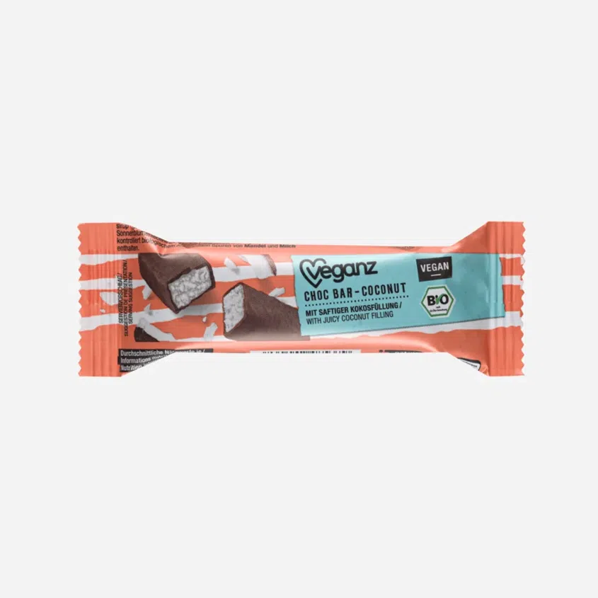 a Čokoládová tyčinka s kokosom BIO