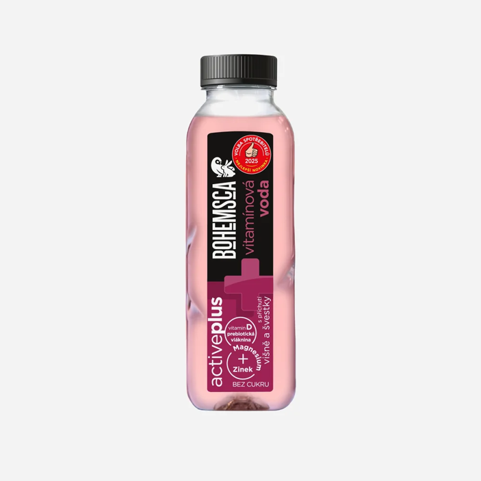 ACTIVE PLUS vitamin water VIŠEŇ a ŠVESTKA 390 ml