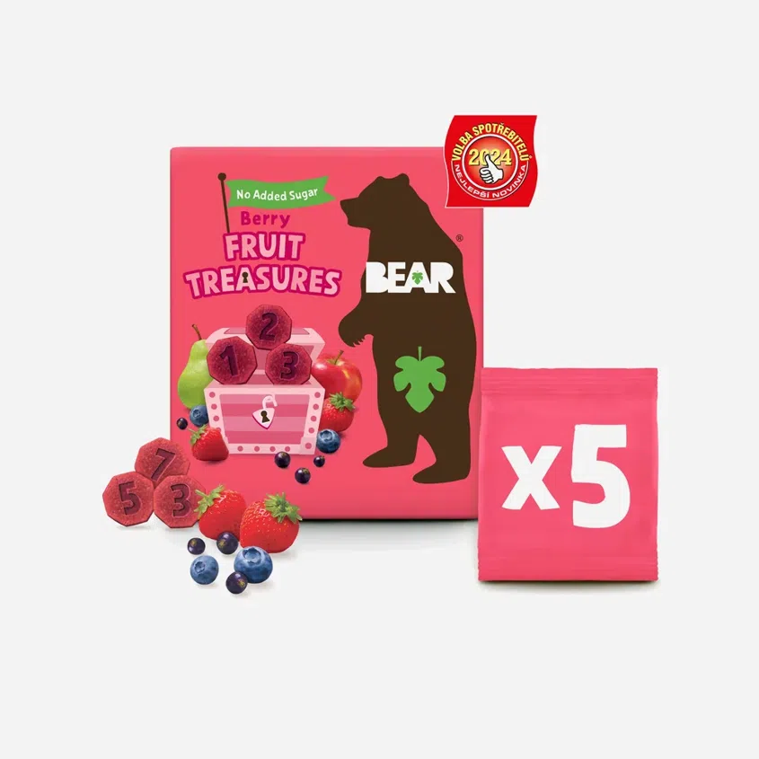 Bear Fruit Treasures Berry jahoda a čučoriedka 5x20 g