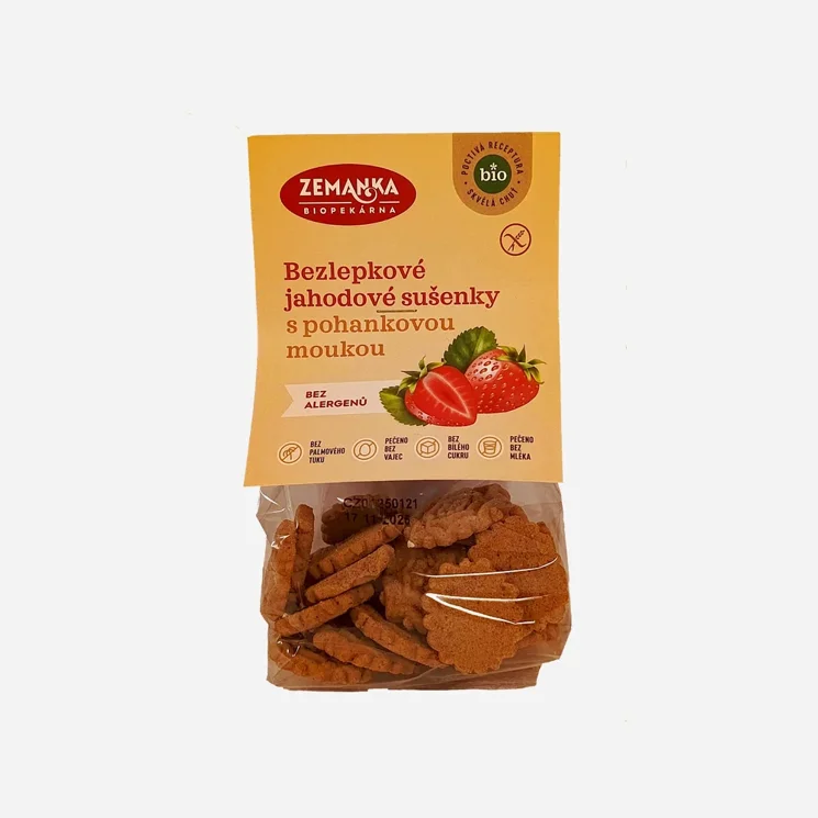 Bezlepkové jahodové sušienky s pohánkovou múkou BIO
