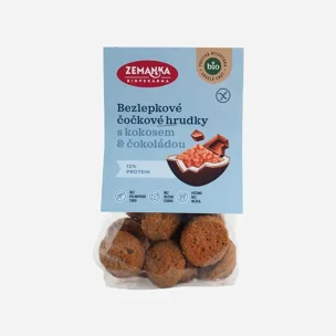 Bezlepkové šošovicové hrudky s kokosom a čokoládou BIO