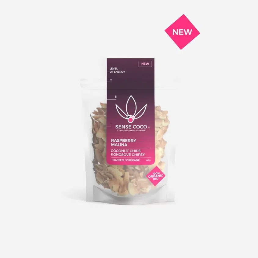 Bio kokosové čipsy malinové