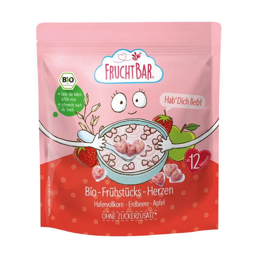 Cereálie srdiečka s jahodami a jablkom BIO