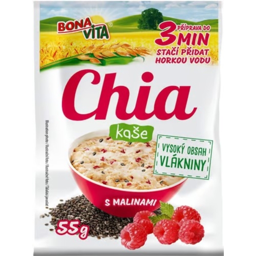 Chia kaša ovsená s malinami