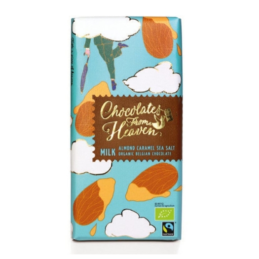 Chocolates From Heaven Mliečna čokoláda s karamel. mandľami a morskou soľou 37% BIO