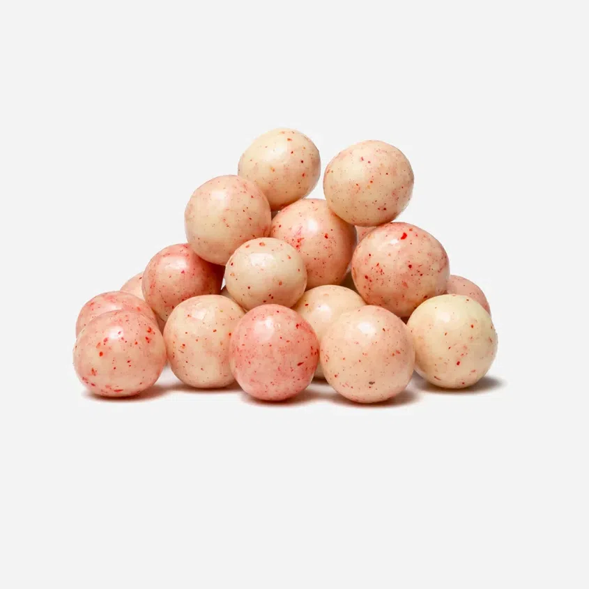 Chrumkavé guličky s jogurtovou príchuťou a malinami