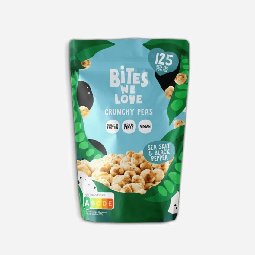 Chrumkavý hrach, morská soľ a čierne korenie