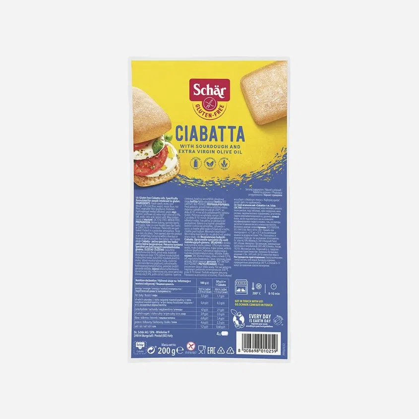 Ciabatta bezlepková