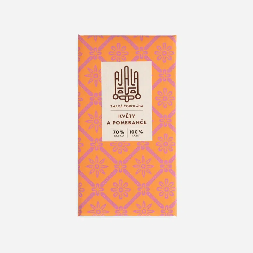 Čokoláda kvety a pomaranče 70 % kakaa