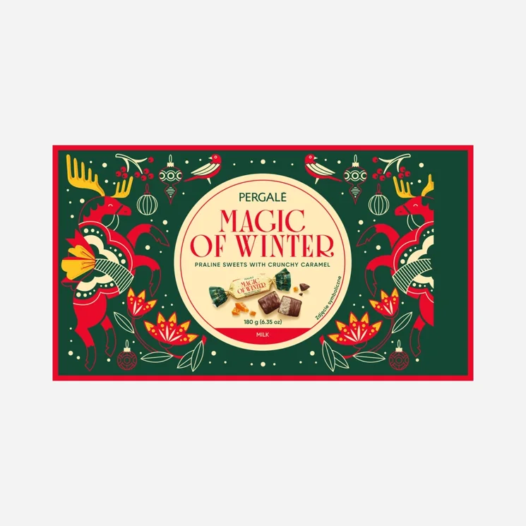 Čokoládová pochúťka magic of winter box caramel - pralinky karamel