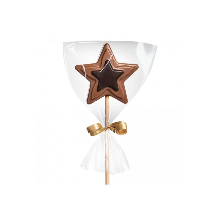 Čokoládovna Janek Čokoládové lízátko mléčné/hořké – hvězdička 23 g