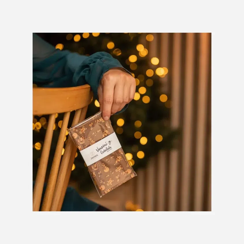 Čokoládovna Janek Mléčná čokoláda s vánočním potiskem 85 g