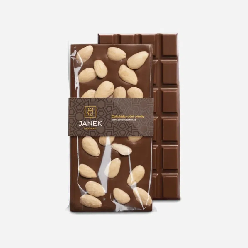 Čokoládovňa Janek Mliečna čokoláda s mandľami