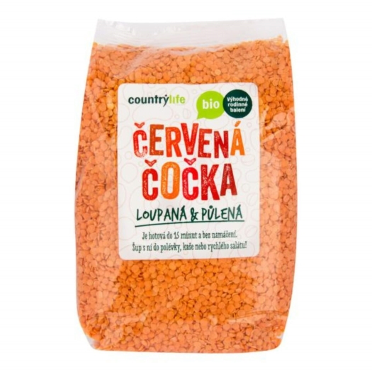 Countrylife Šošovica červená polená BIO 1 kg