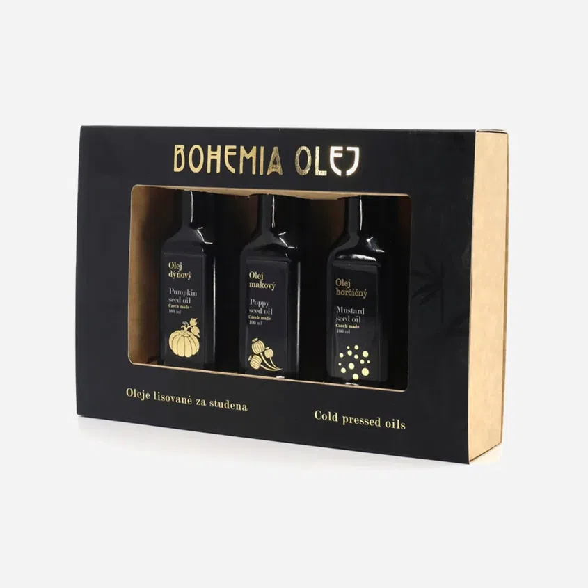 Darčekové balenie olejov tekvica, mak, horčica 3 x 100 ml