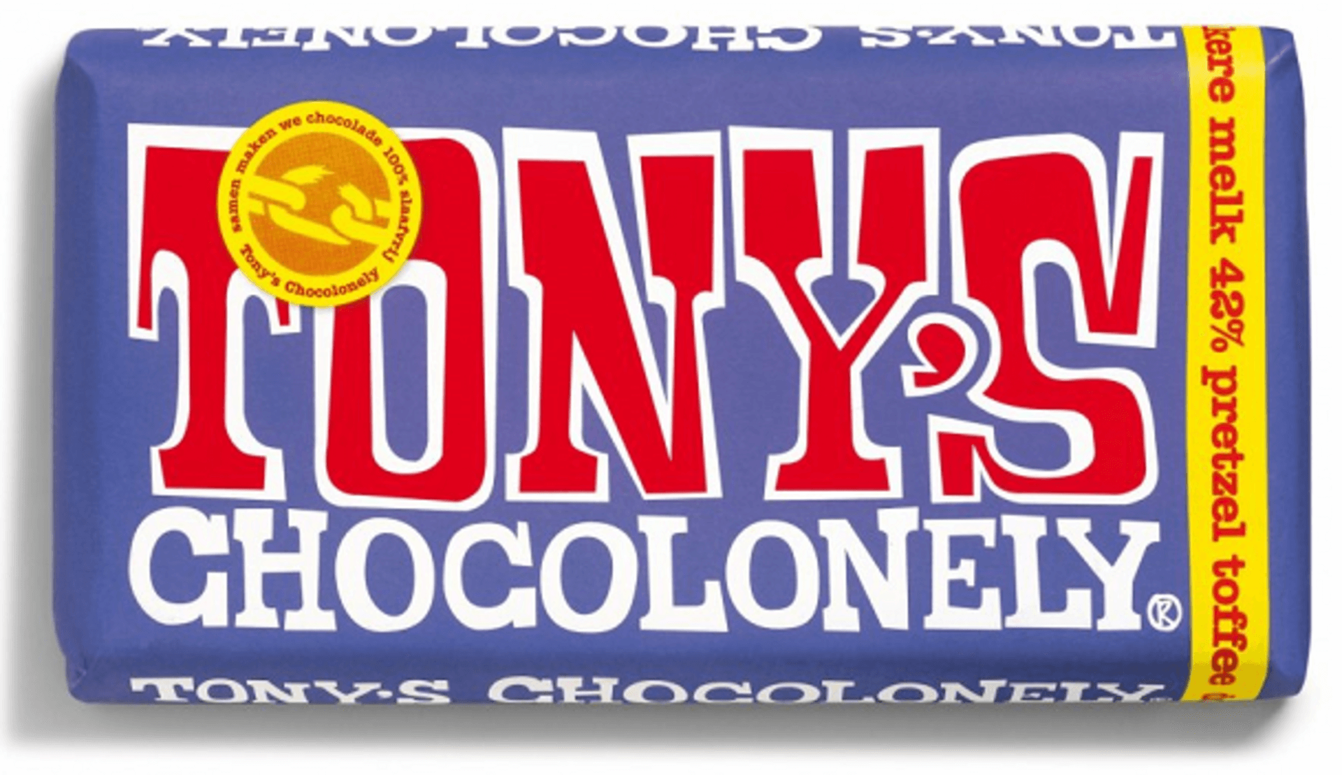 Tony’s Chocolonely Mliečna tmavá čokoláda s praclíkmi a karamelom 180 g