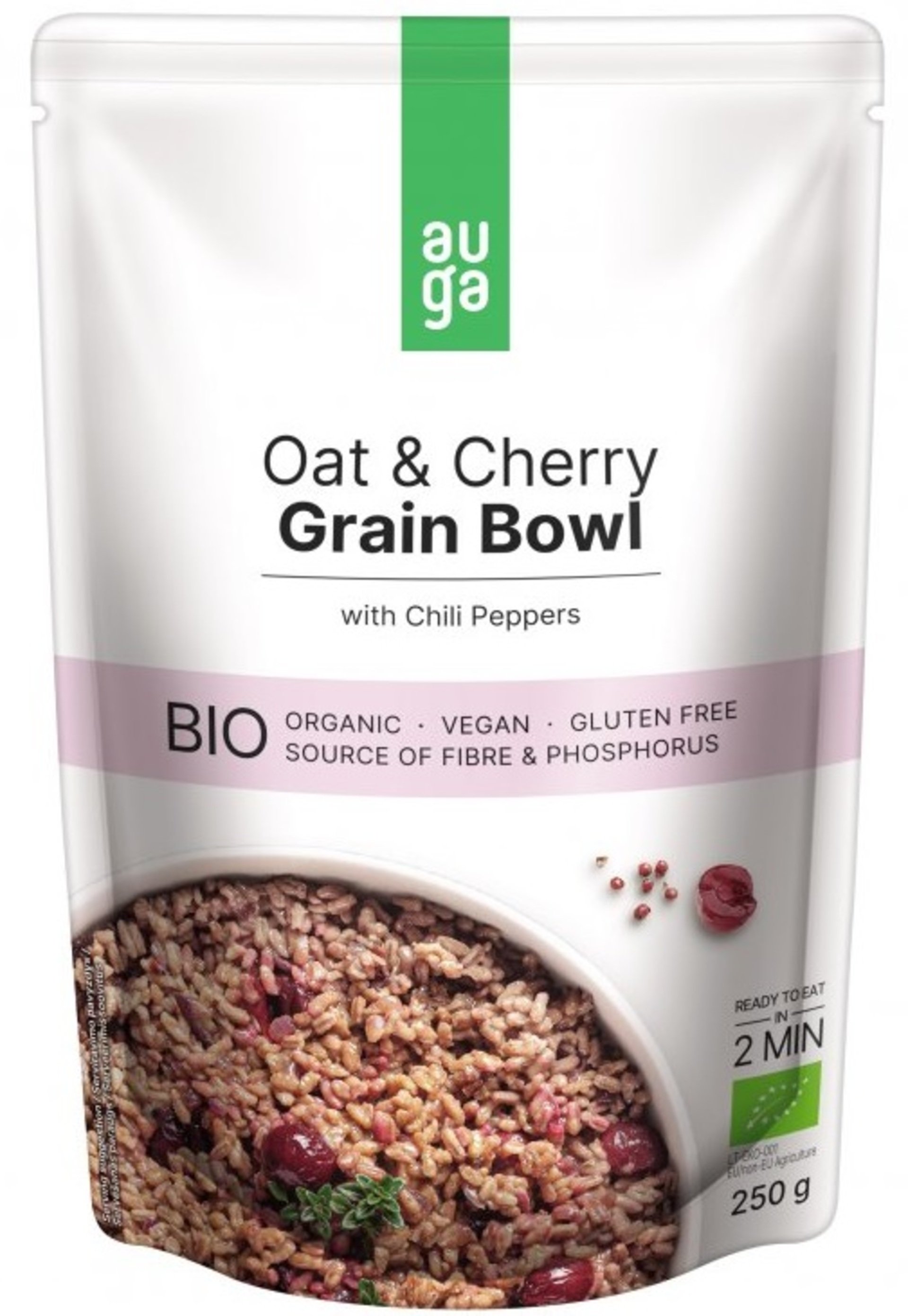 E-shop Auga Grain bowl – z bezlepkových ovsených vločiek a čerešní s chilli papričkami BIO 250 g