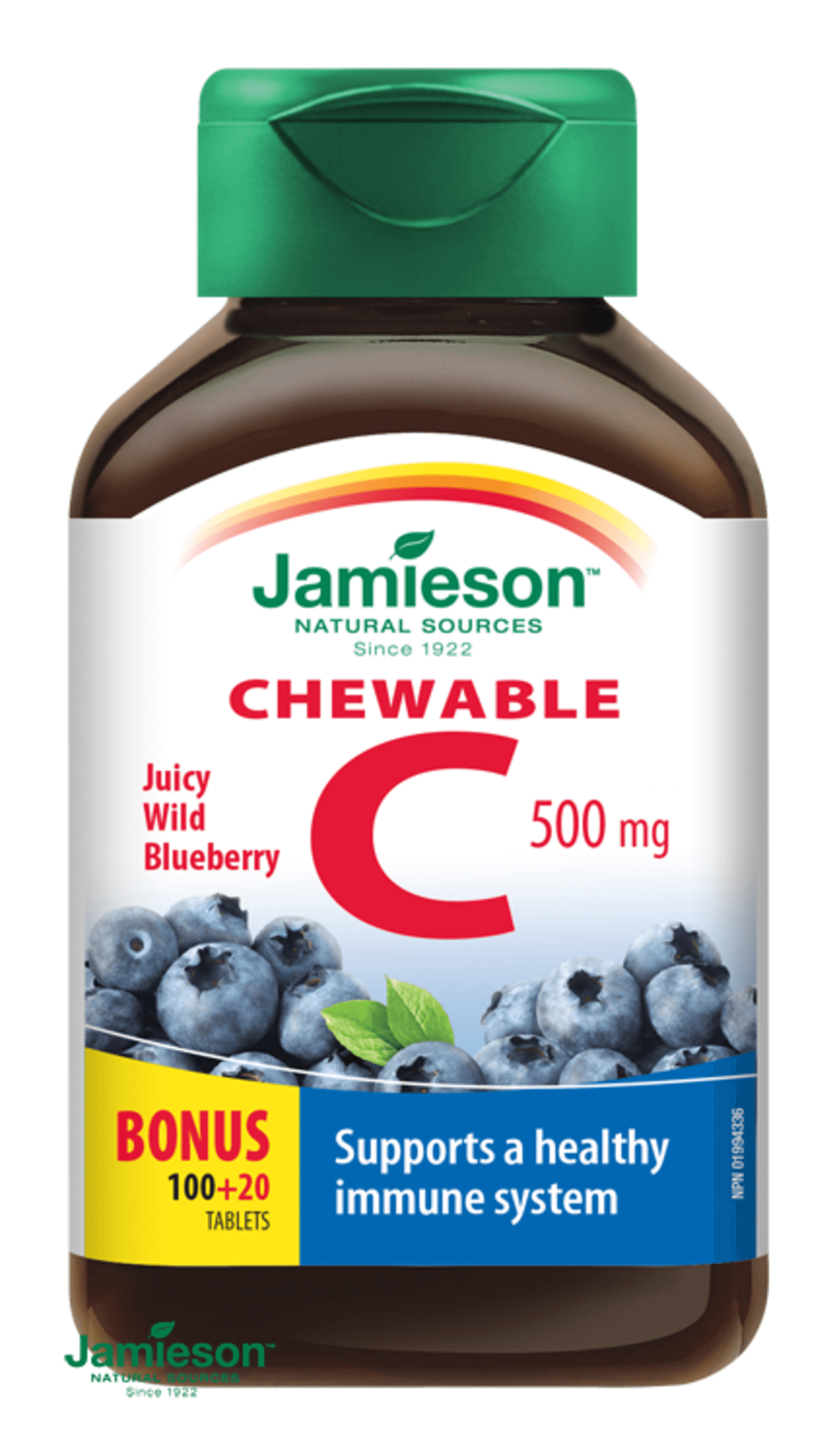 Jamieson Vitamín C 500 mg tablety na cmúľanie čučoriedka 120 tabliet
