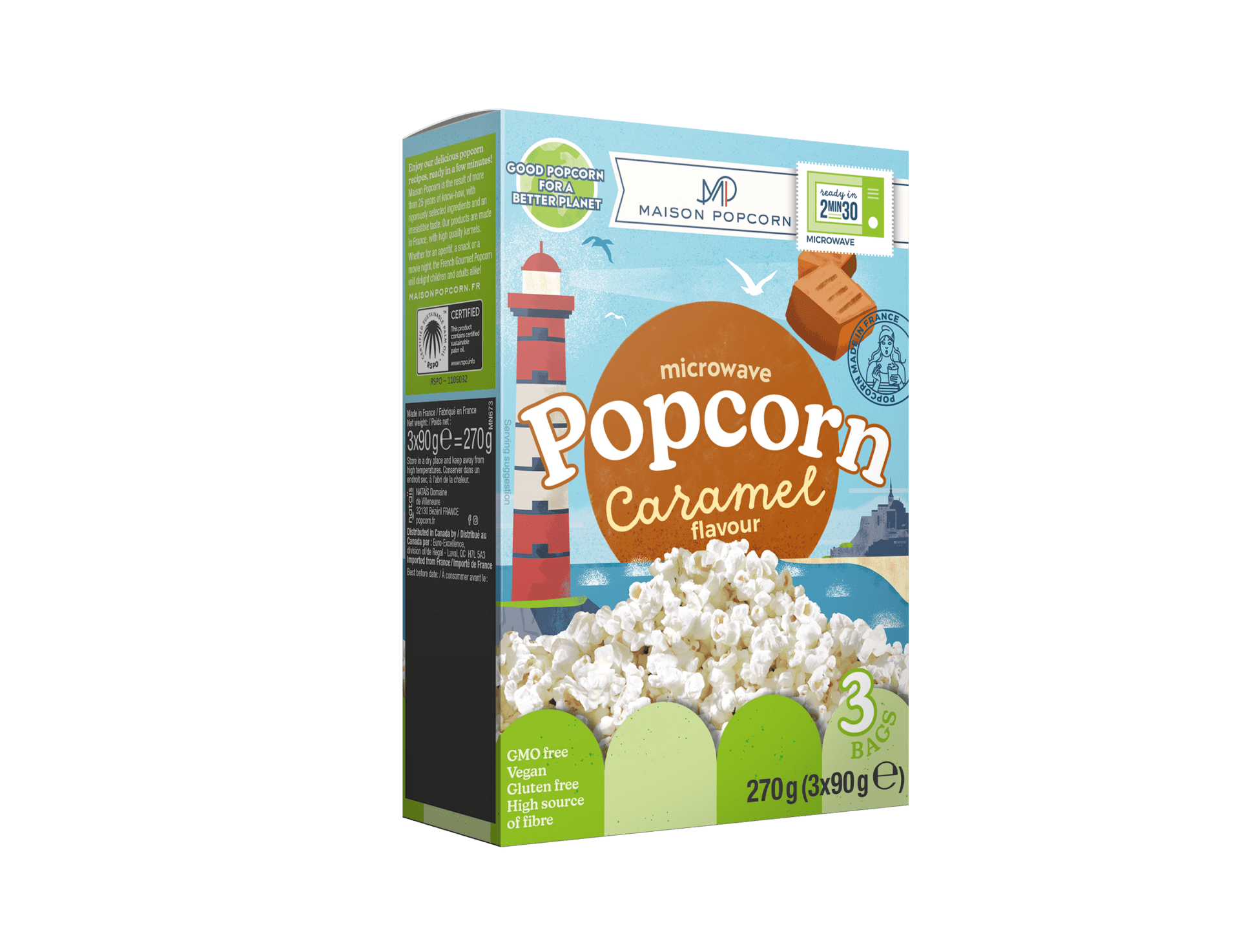 Maison Popcorn Karamelový popcorn do mikrovlnky 3x80 g