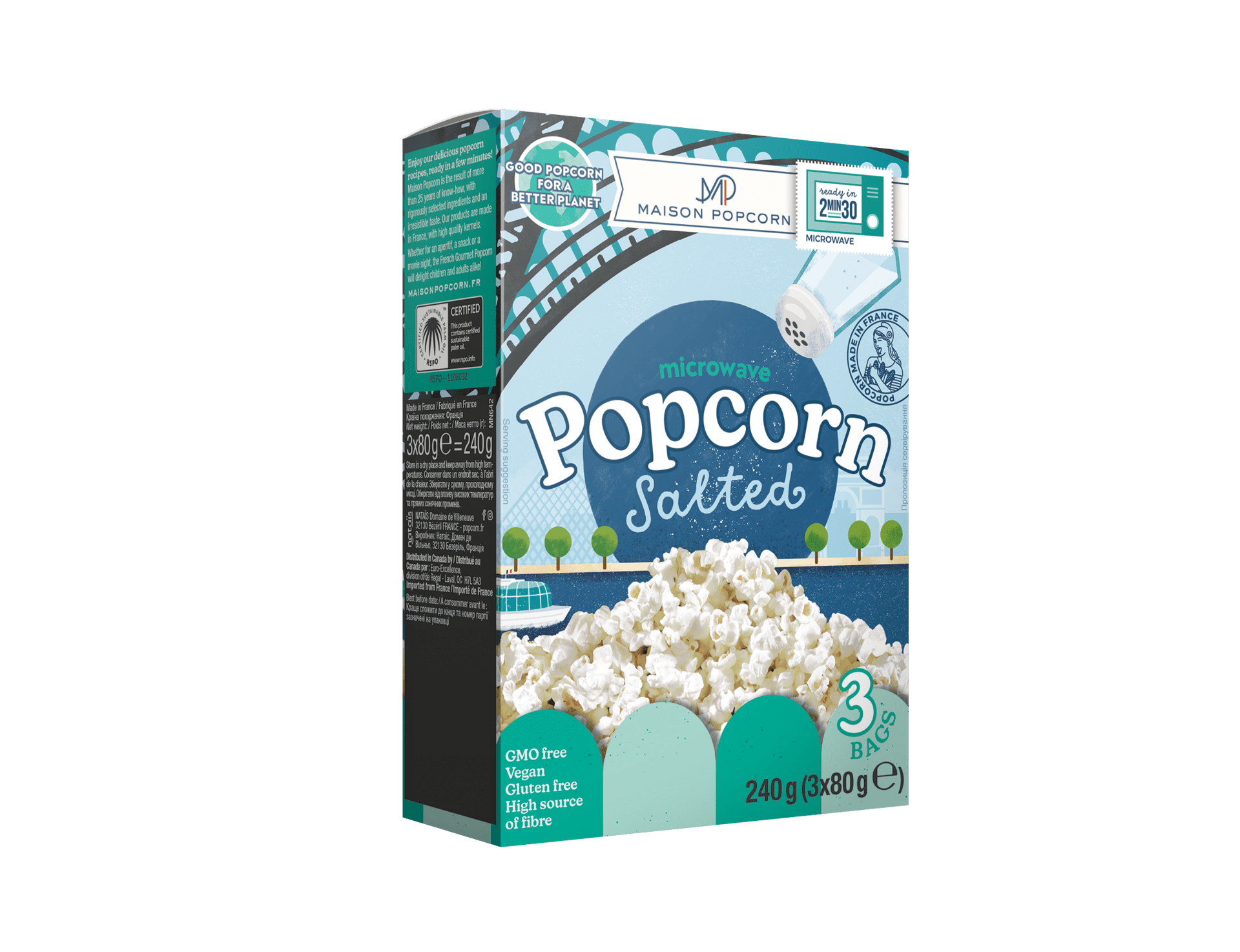 E-shop Maison Popcorn Slaný popcorn do mikrovlnky 3x80 g