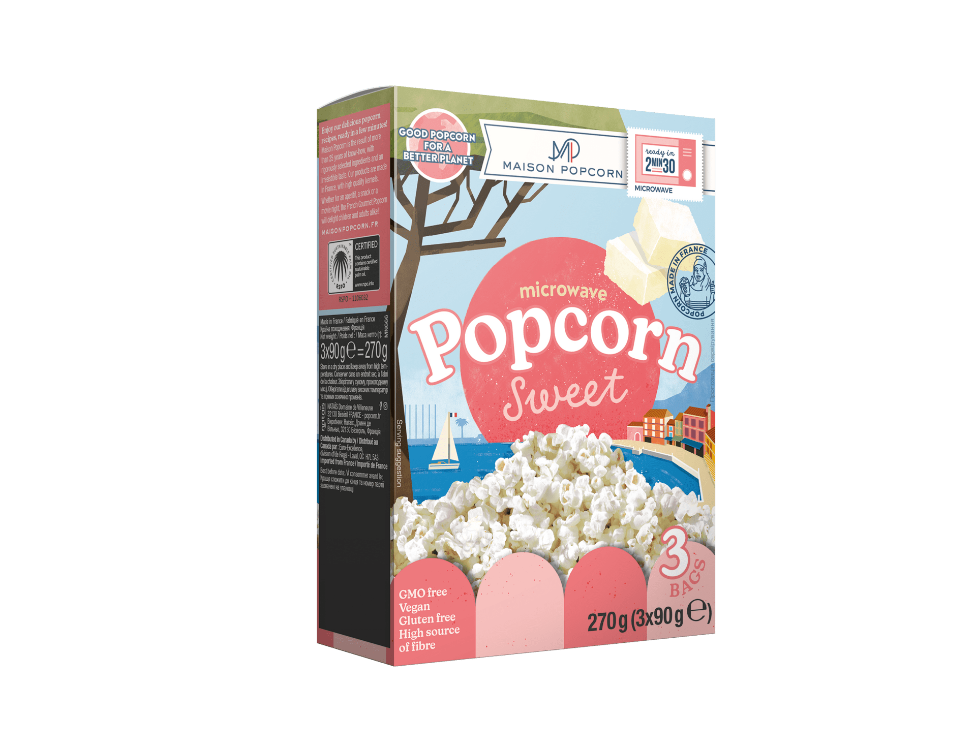 E-shop Maison Popcorn Sladký popcorn do mikrovlnky 3x80 g