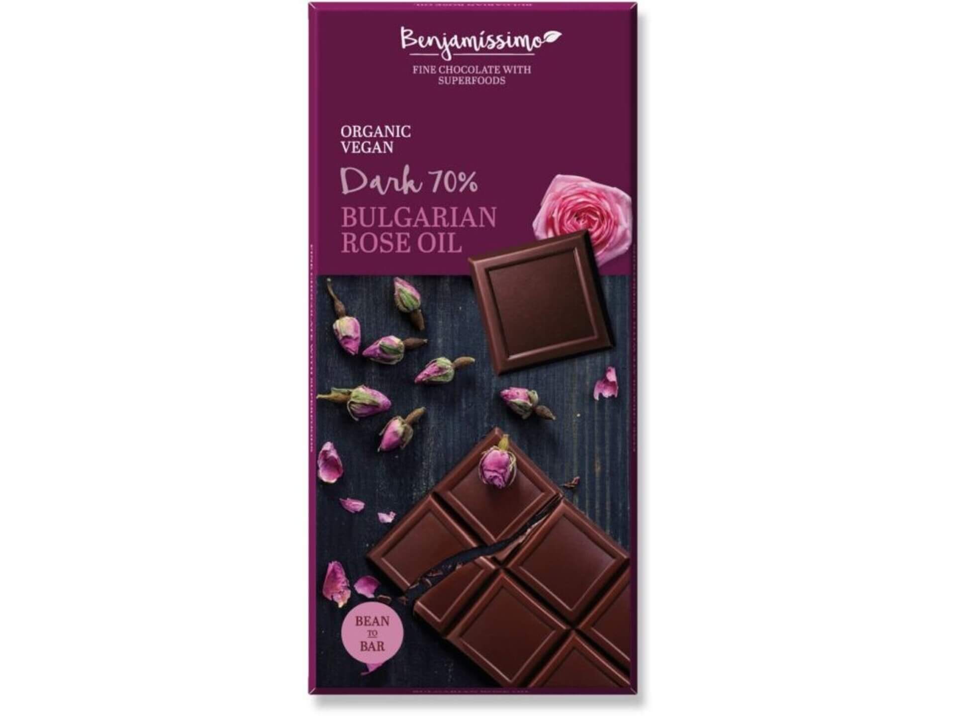 E-shop Benjamíssimo Čokoláda s ružovým olejom BIO 70 g