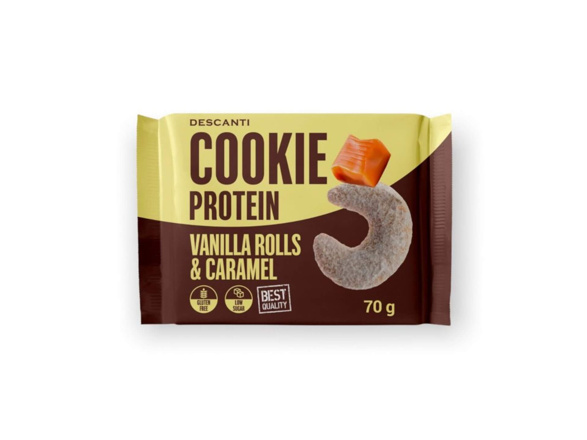 E-shop Descanti Cookie proteín vanilla rolls a karamel 70 g