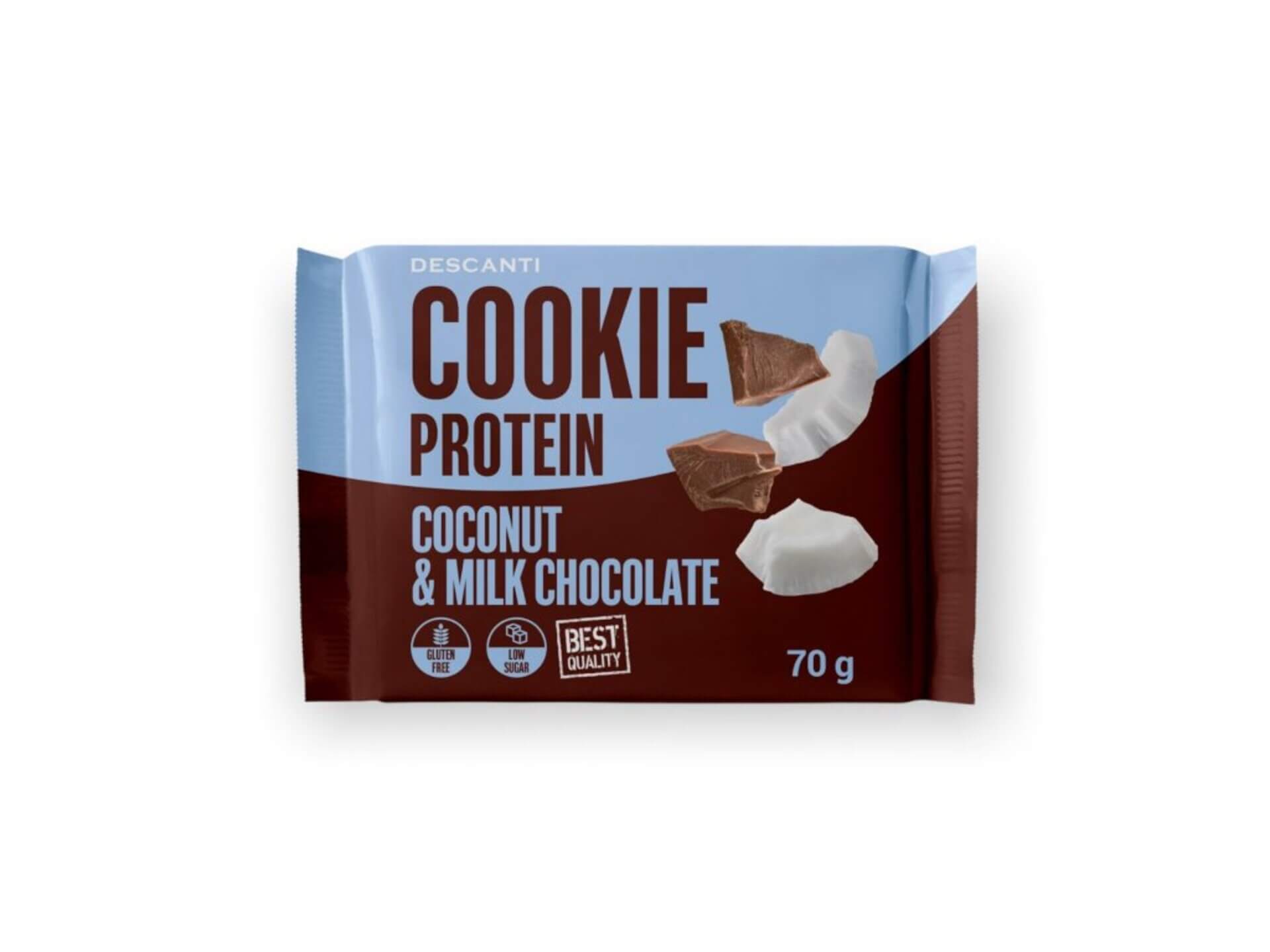 E-shop Descanti Cookie proteín kokos a mliečna čokoláda 70 g