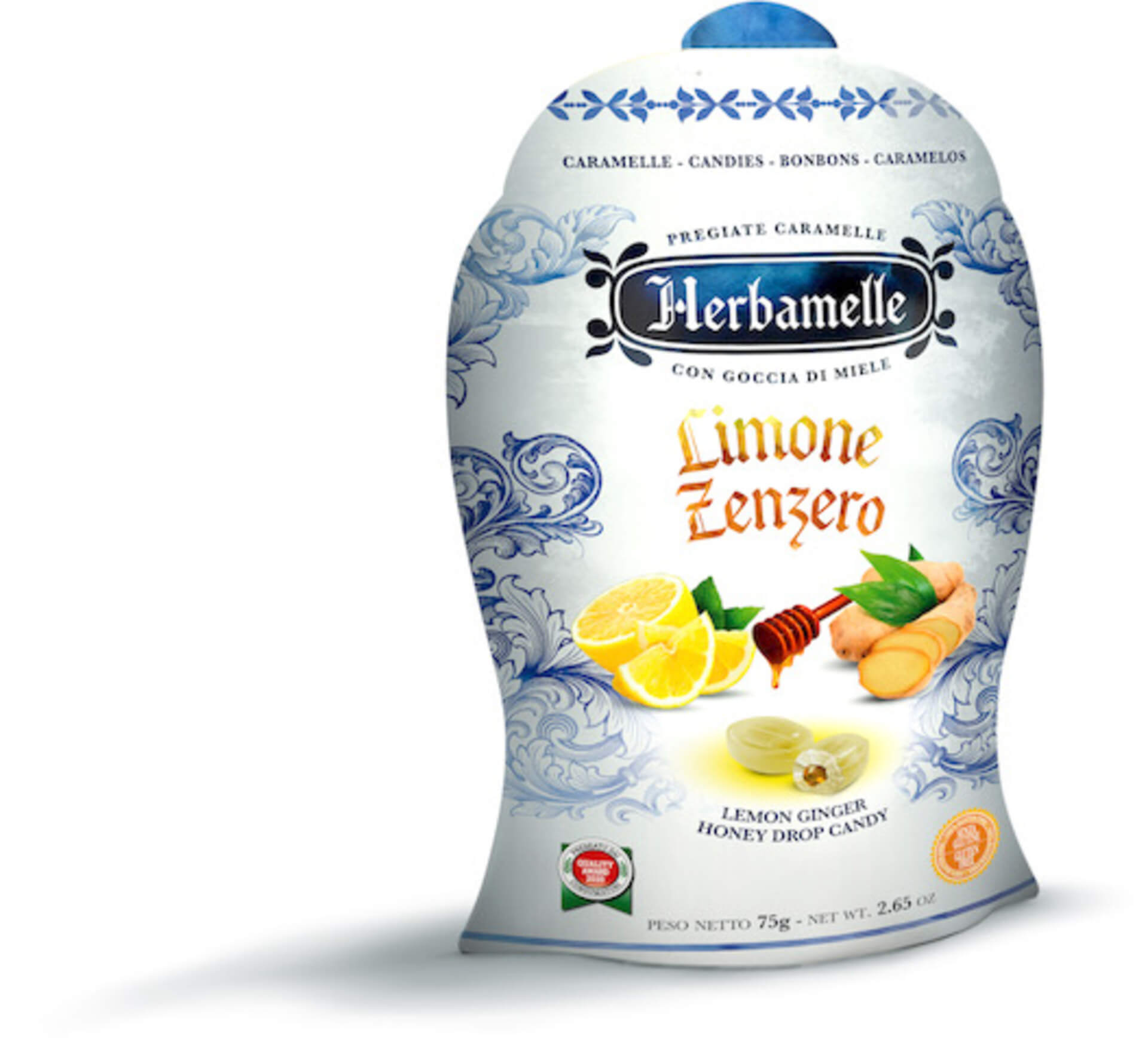 E-shop Herbamelle plnené cukríky citrón - zázvor 75 g
