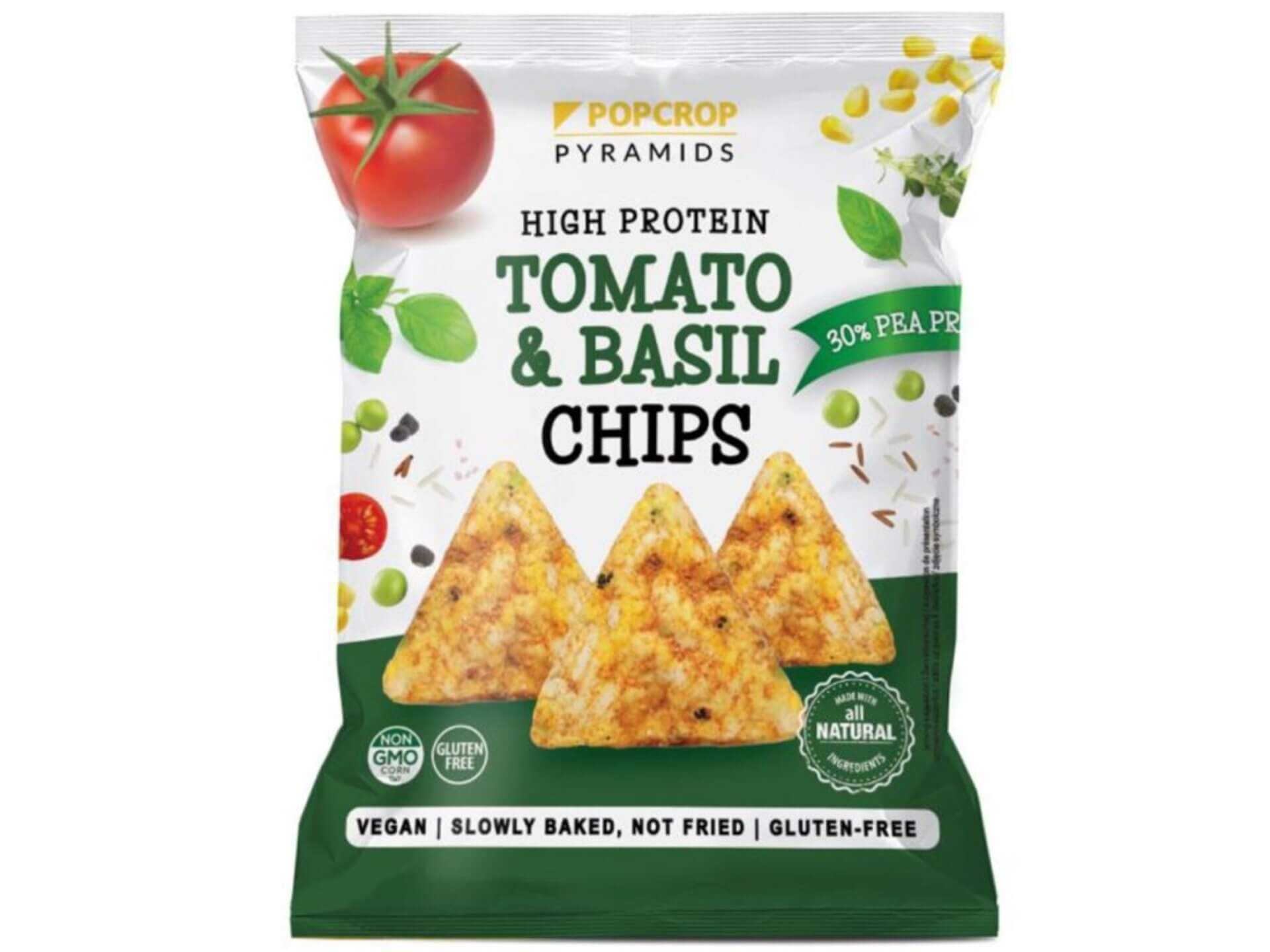 Popcrop Proteínové chipsy s paradajkovo - bazalkovou príchuťou 60 g