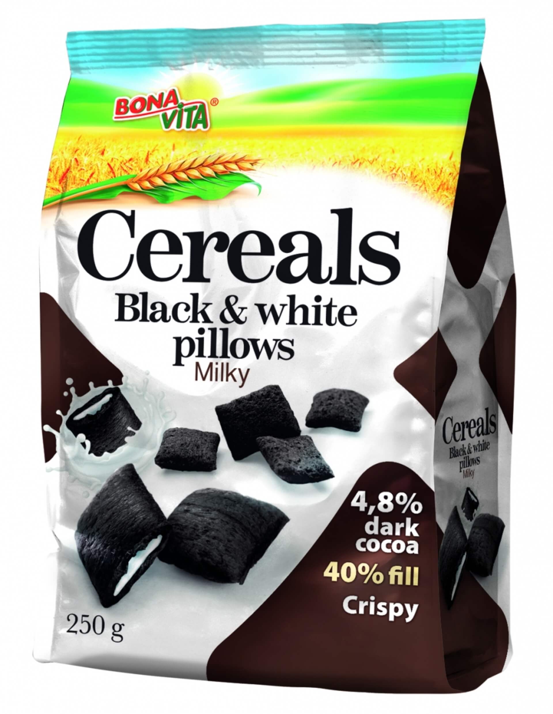E-shop Bonavita Cereálne vankúšiky Black white pillows s mliečnou náplňou 250 g