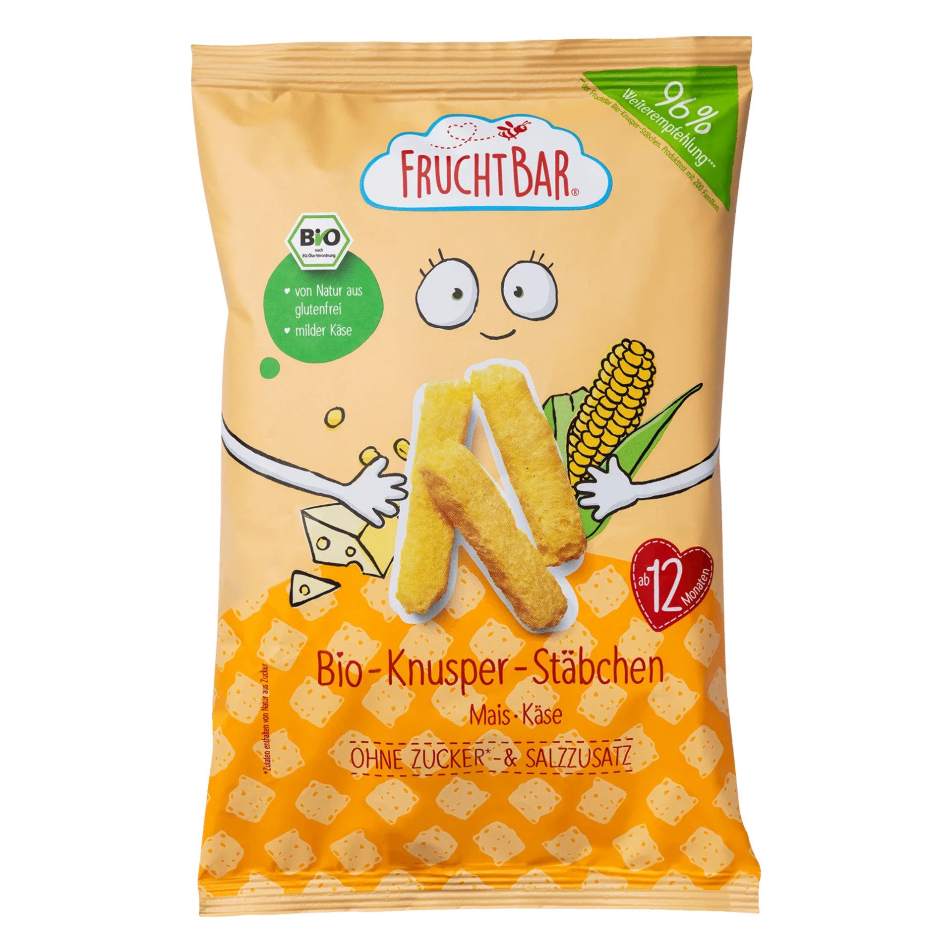 E-shop FruchtBar Kukuričné ​​chrumky so syrom nesolené BIO 30 g