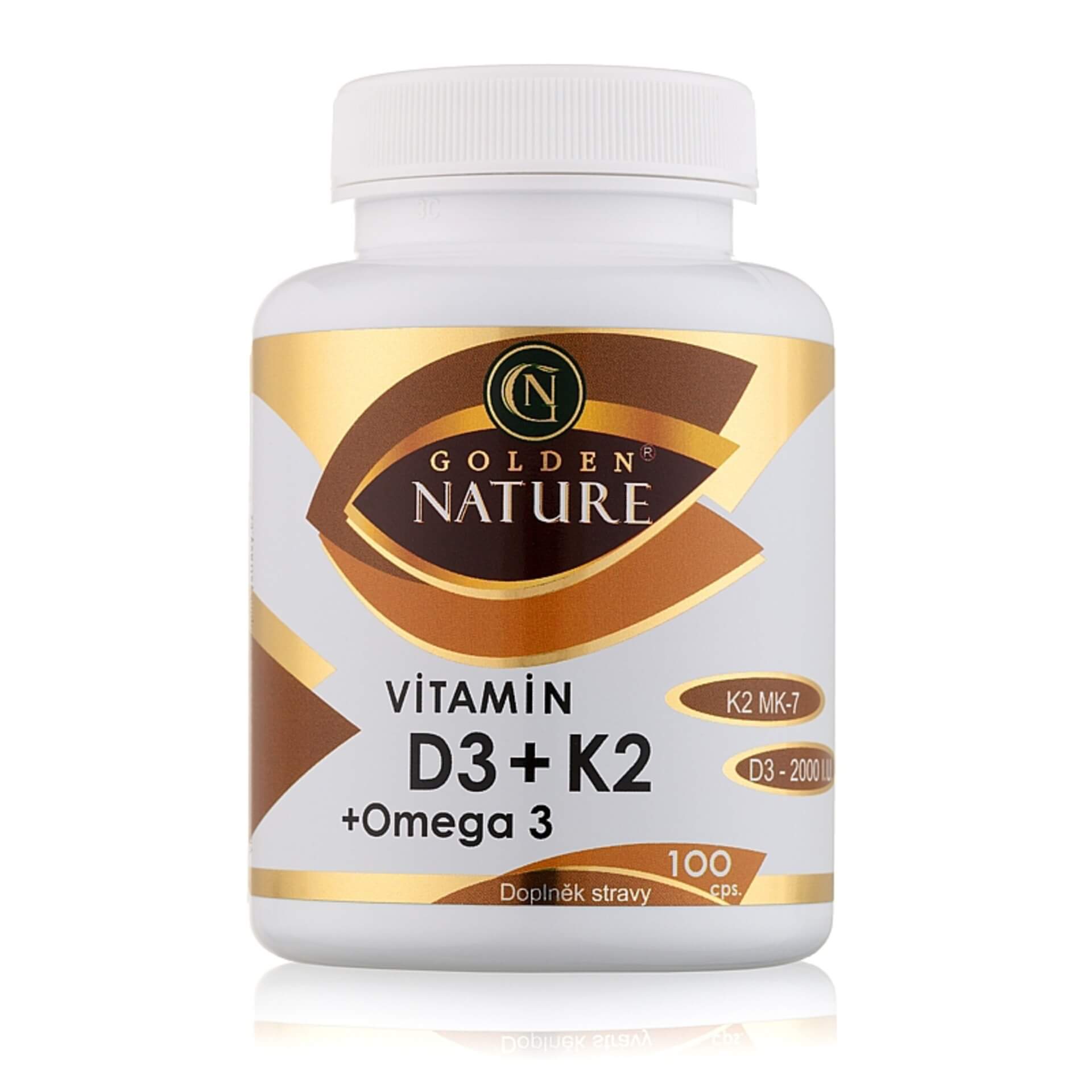 E-shop Golden Nature Vitamín D3 2000 IU + K2 + MK-7 + Omega 3 100 tabliet