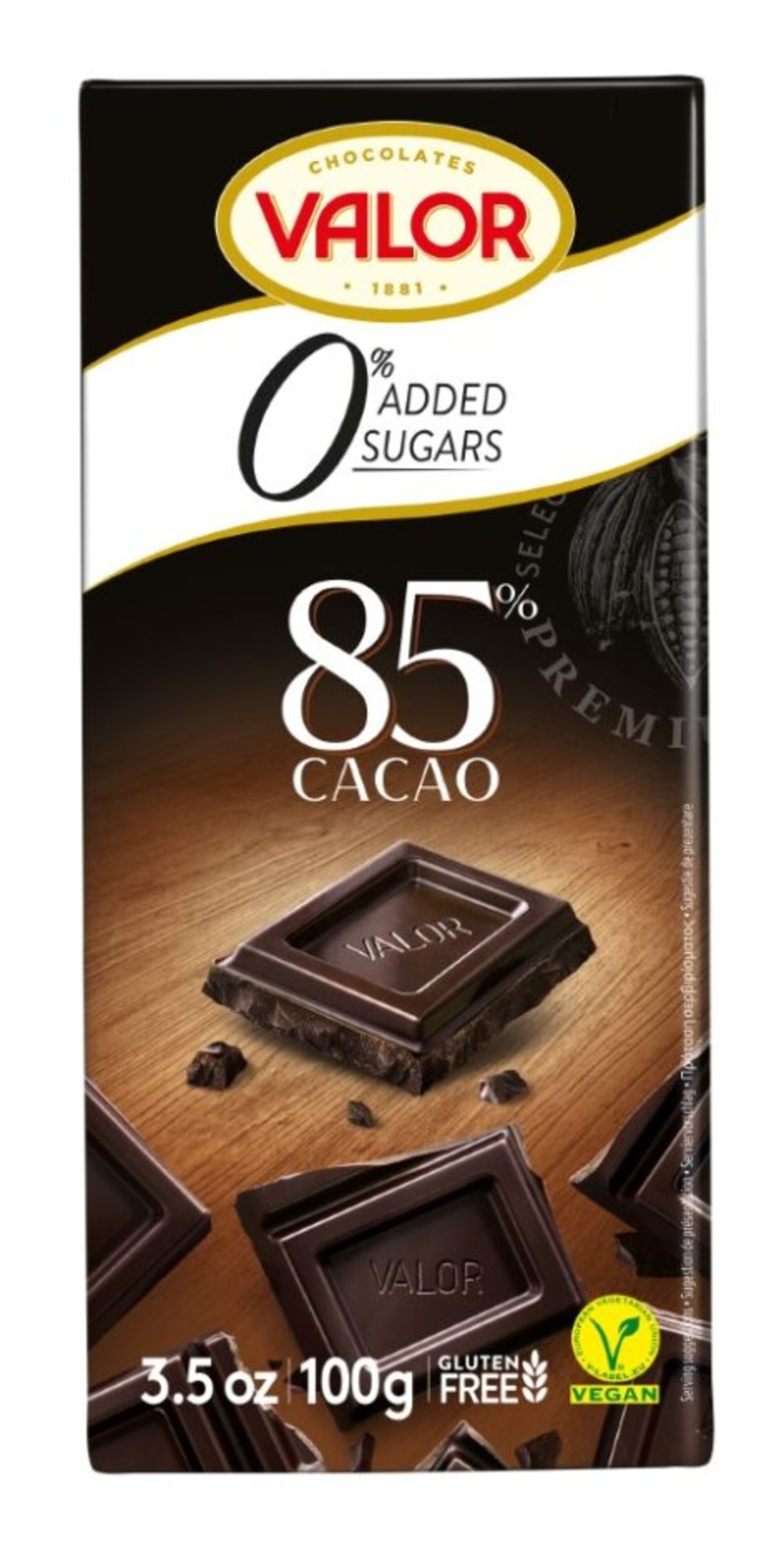 Valor Čokoláda bez cukru 85% 100 g