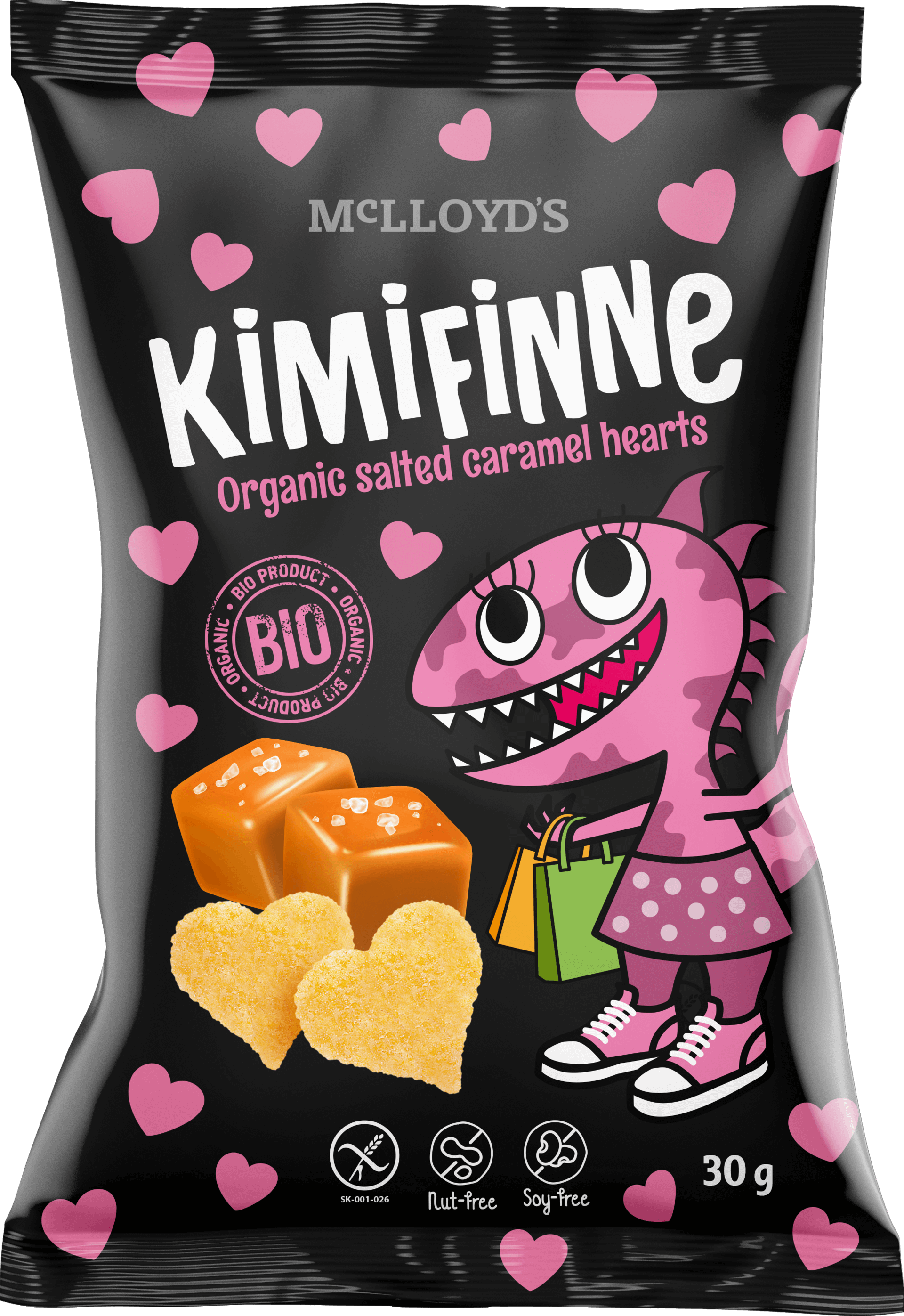 E-shop Kimifinne Snack srdiečka slaný karamel BIO 30 g