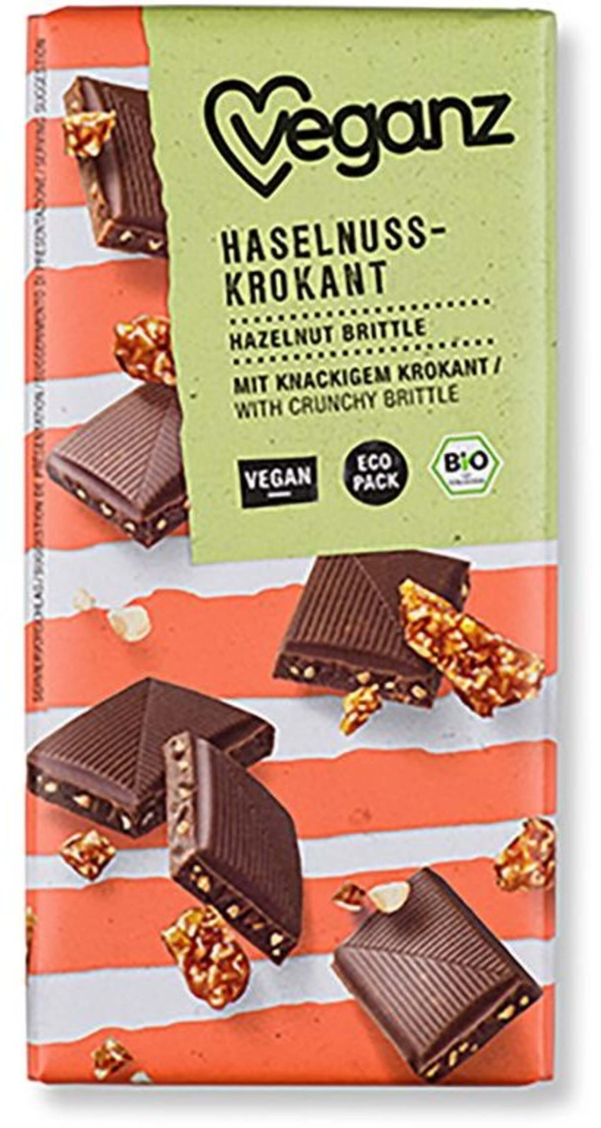 Veganz Čokoláda s lieskovoorieškovým krokantom BIO 80 g