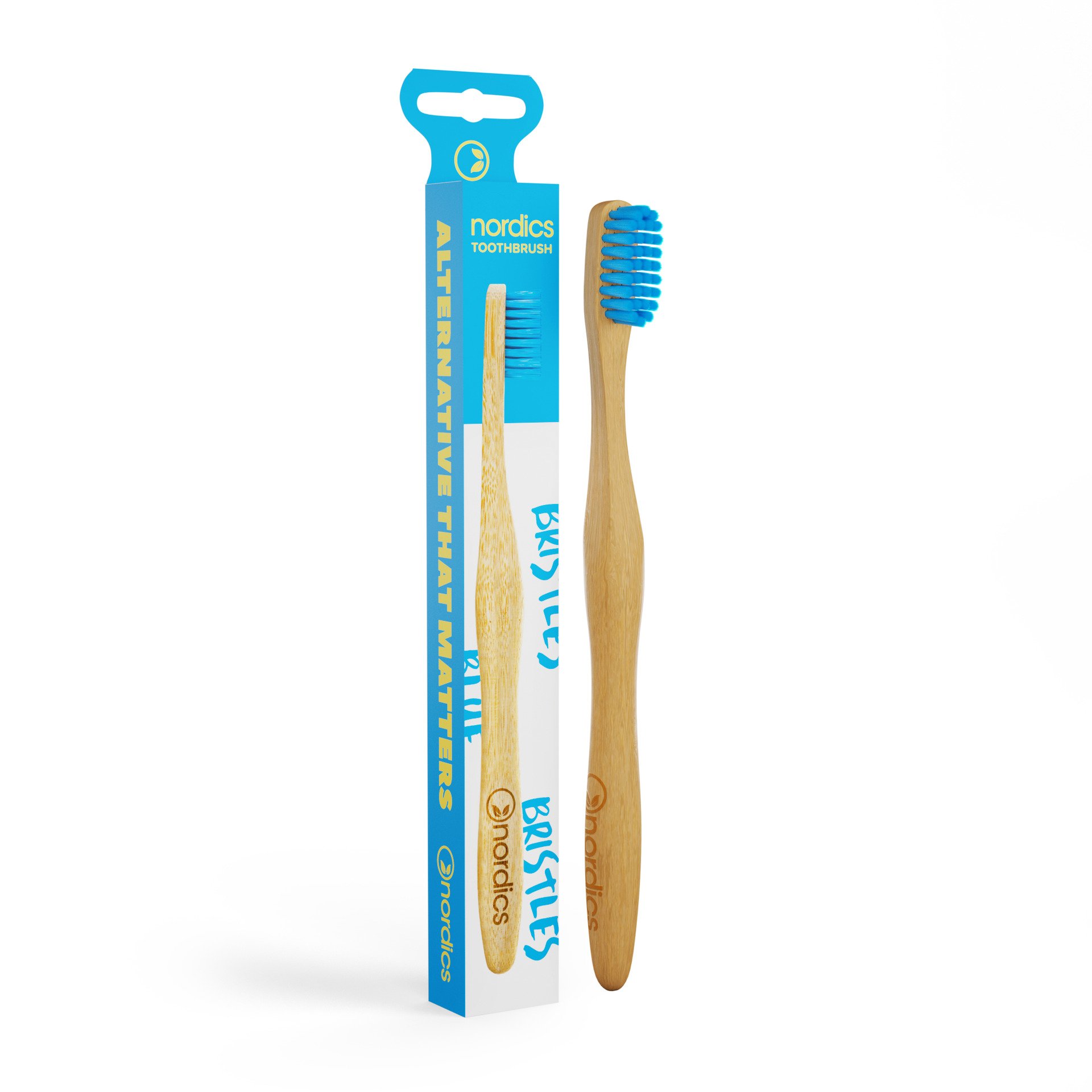 Nordics Bambusová zubná kefka pre dospelých - modrá 1 ks