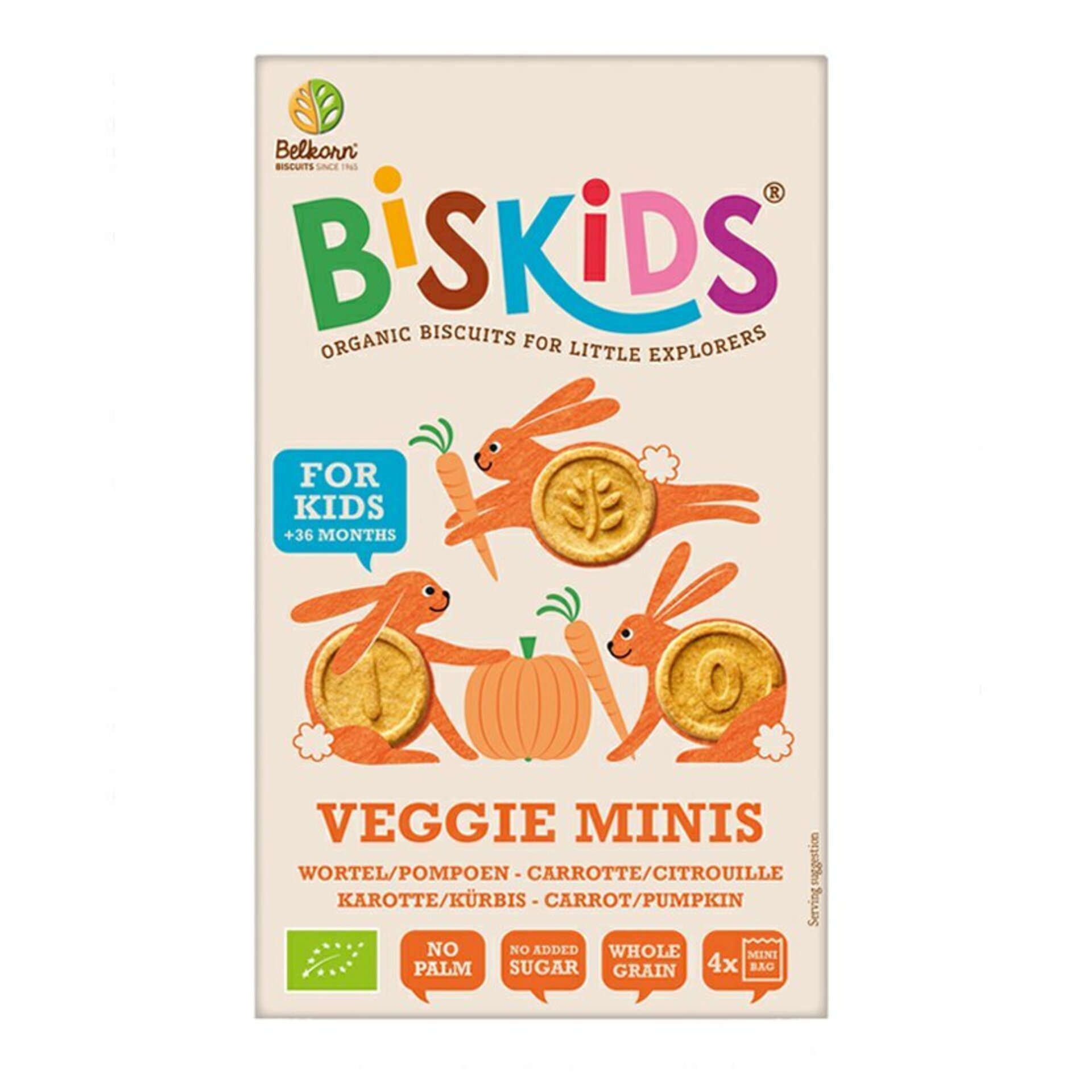 BISkids Detské celozrnné mini sušienky s mrkvou a tekvicou bez prid. cukru BIO 120 g