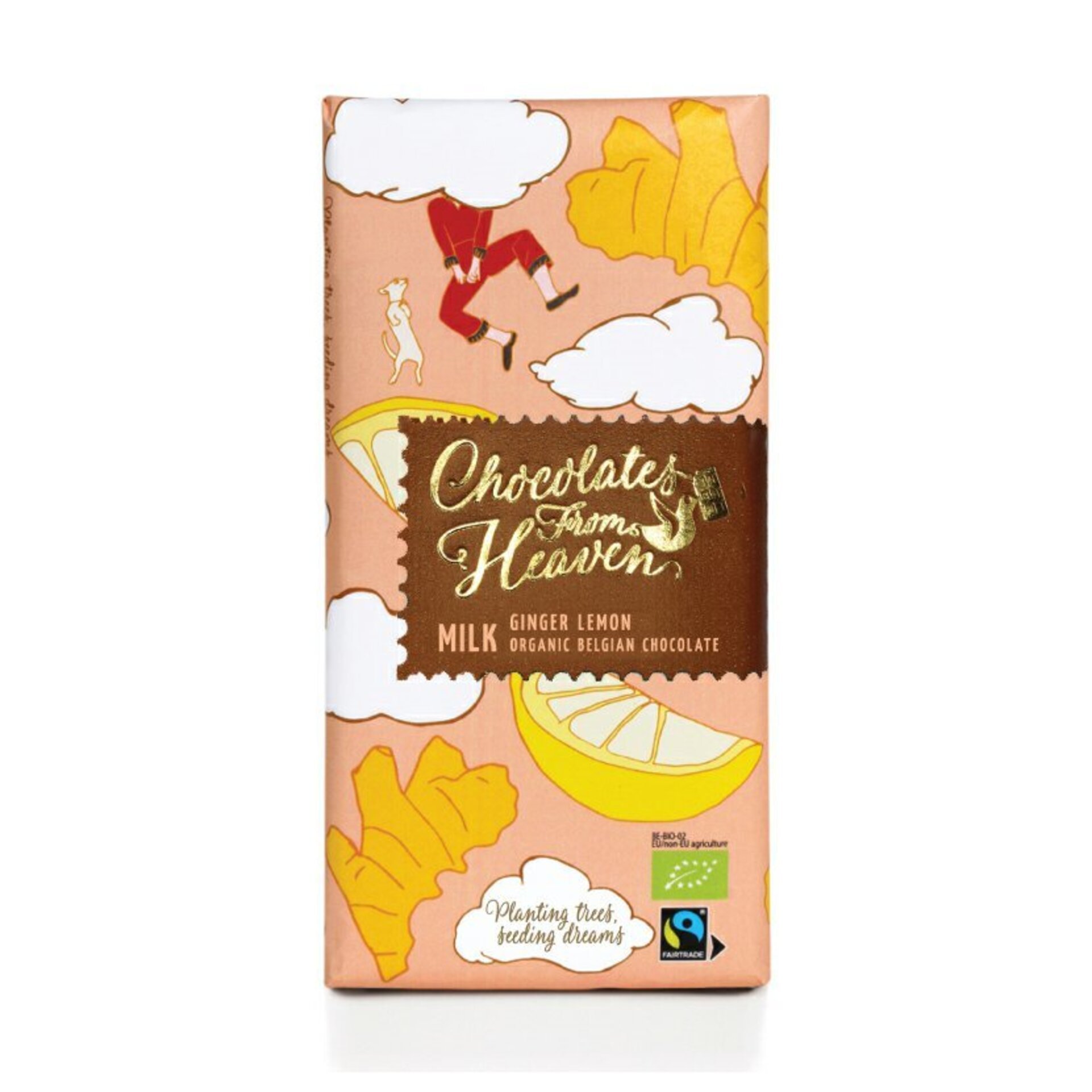 E-shop Chocolates From Heaven Mliečna čokoláda so zázvorom a citrónom 37% BIO 100 g