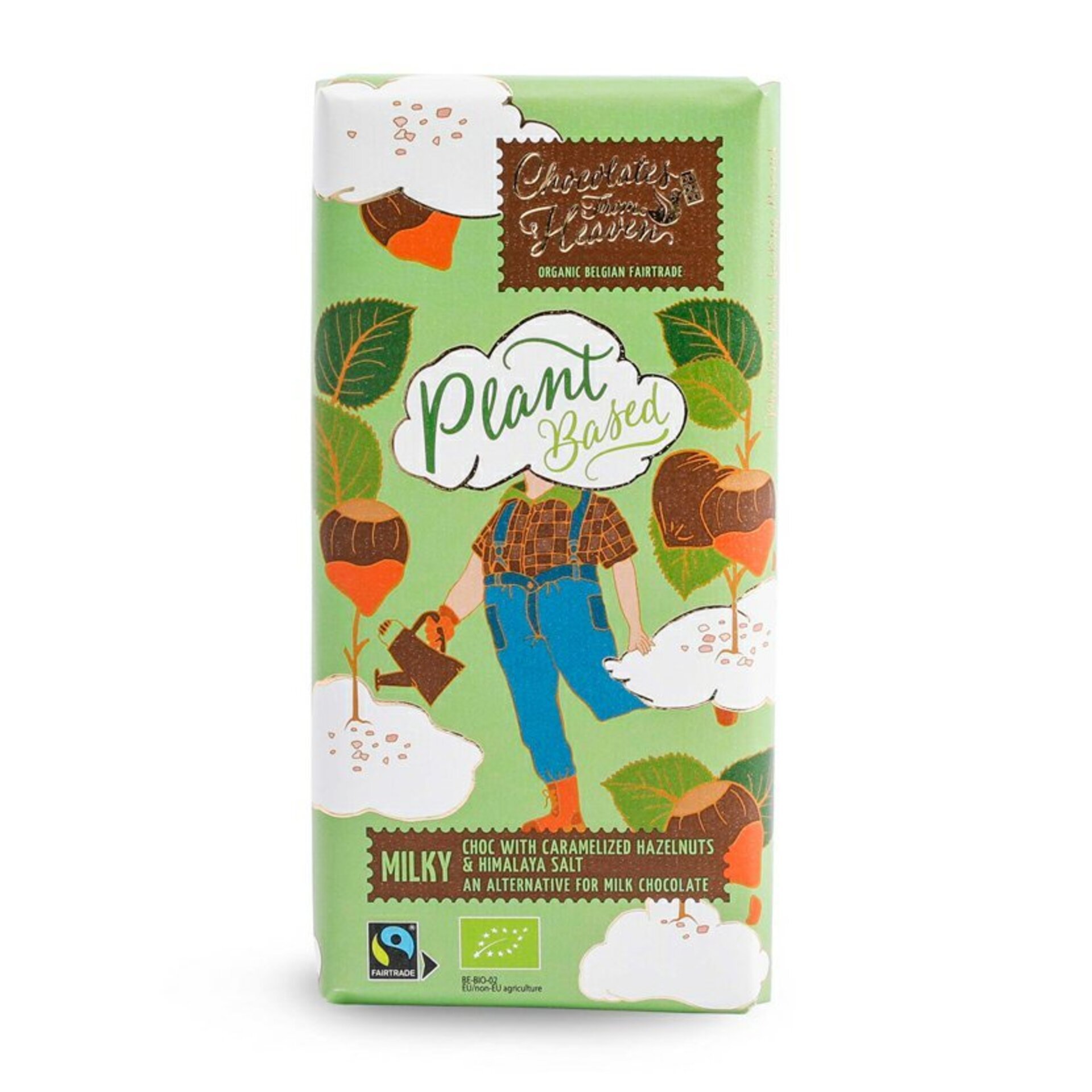 E-shop Chocolates From Heaven Ryžová VEGAN čokoláda s karamelizovanými lieskovými orieškami a himalájskou soľou 44% BIO 100 g