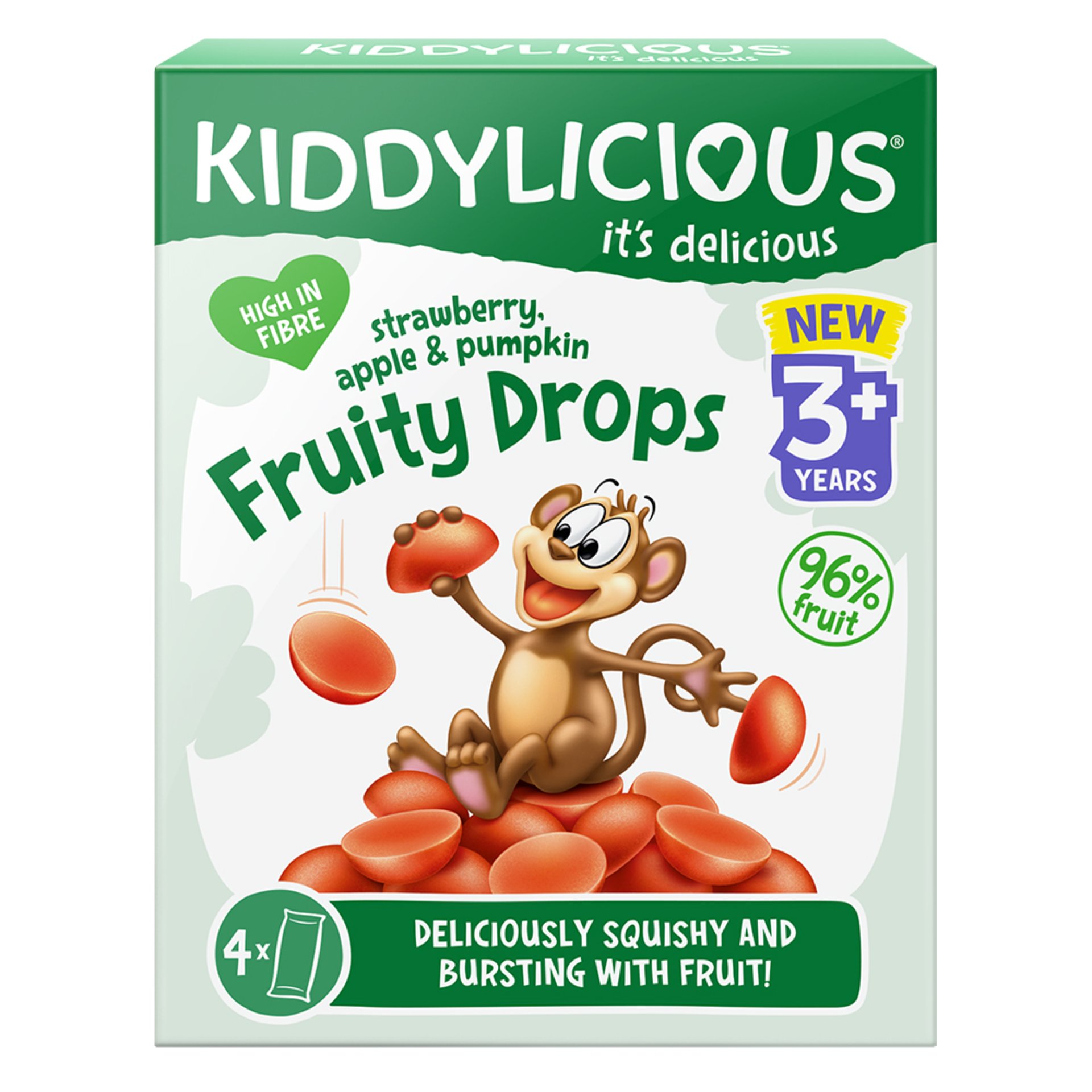 E-shop Kiddylicious Ovocné želé cukríky jahoda, jablko a tekvica 3+