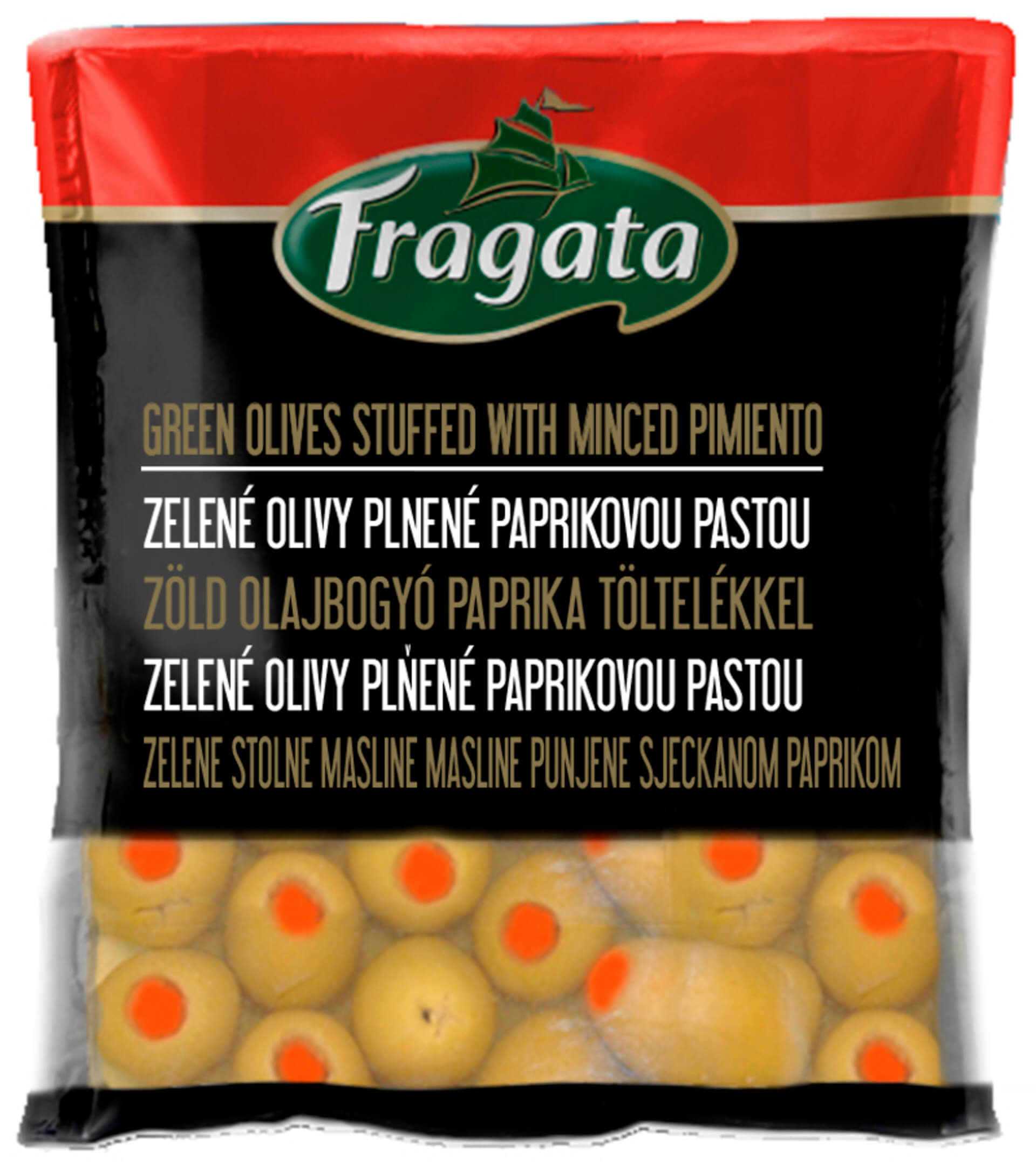 E-shop Fragata Zelené olivy plnené paprikovou pastou 160 g